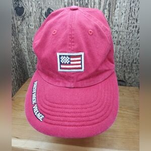 USA Flag Logo Highland Michigan Prestwick Hat Cap Red Strapback Adjustable OS